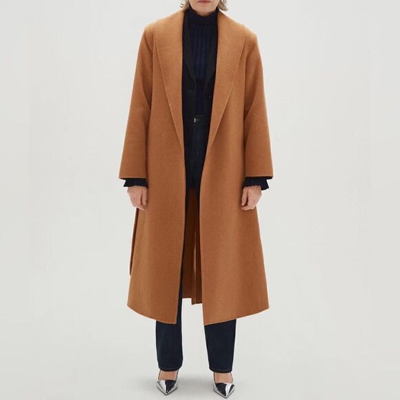 Iconic Mango 76% Wool Handmade Belted Coat Old Money - Picture 10 of 13